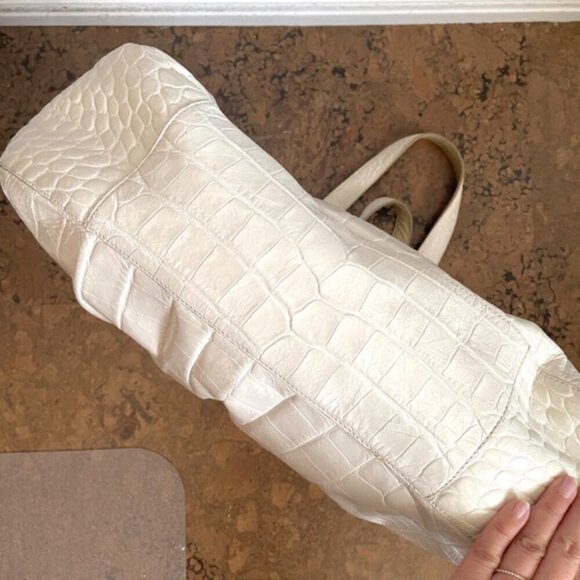 Brahmin White Elizabeth Grotto Croc Leather Handbag - Large - Picture 9 of 11